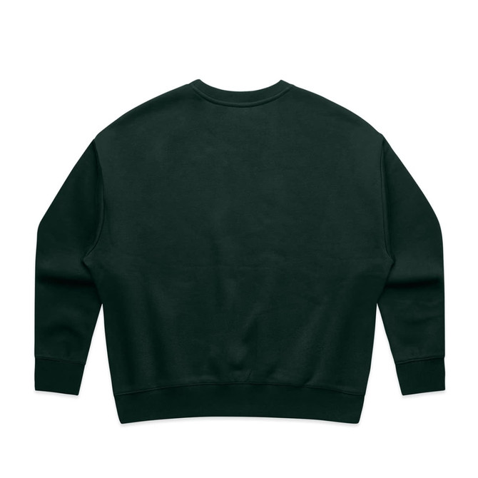 A dark green crew jumper with a simple design and a plain back. It features long sleeves and a round neckline.