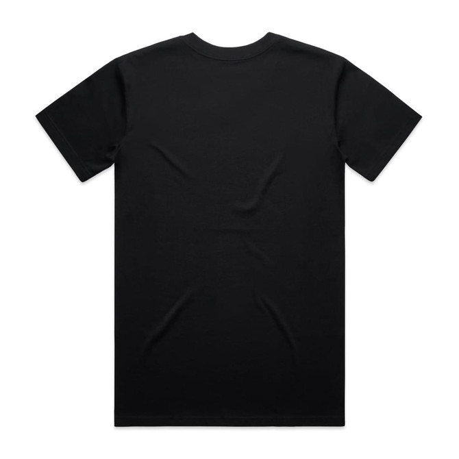 A black V-neck T-shirt displayed from the back, featuring a smooth fabric texture and no visible logo.