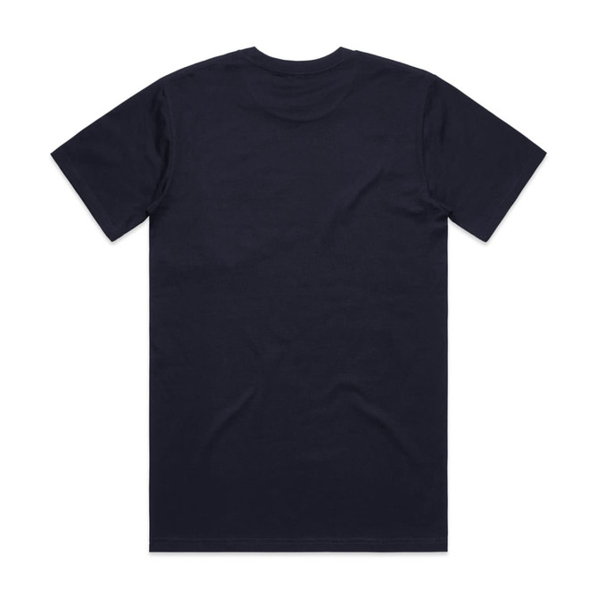 A classic navy t-shirt featuring a crew neckline and short sleeves. The back is plain with no graphics.