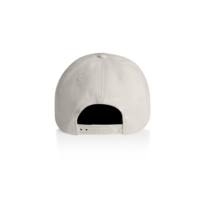 A soft cap in light beige with an adjustable strap at the back and a logo.