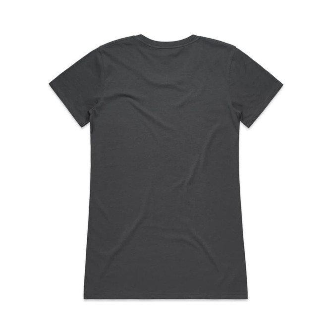 A grey T-shirt featuring a simple design and showing the back view, with a logo on the label.