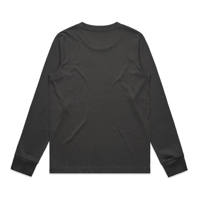 A long-sleeve black T-shirt featuring a plain design with a rounded collar and cuffs.