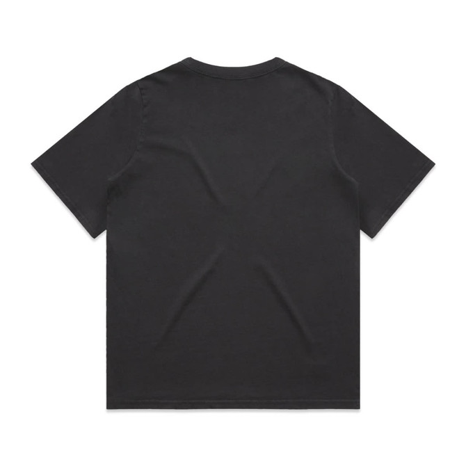 A black heavy faded tee shirt with a relaxed fit and short sleeves, featuring no visible design on the back.