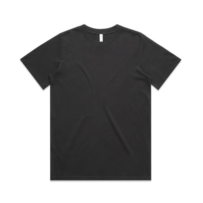 A black faded t-shirt featuring a classic crew neck design and short sleeves. It has a logo on the label area.