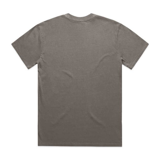 A faded grey t-shirt with a simple design, featuring a standard crew neck and short sleeves.