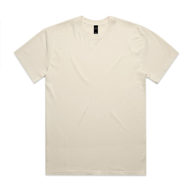 A creamy beige T-shirt with a relaxed fit and a label on the neckline. It features a simple, clean design.