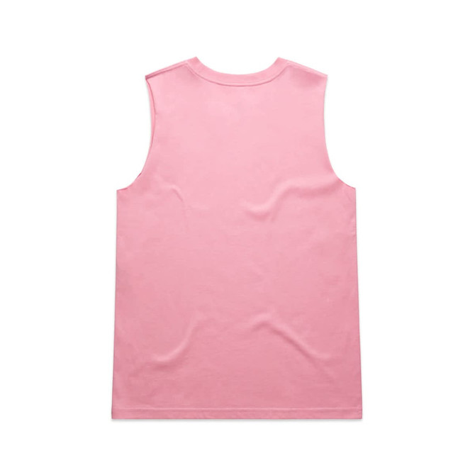 A pink sleeveless tank top with a smooth finish and no design elements visible. Features a logo on the fabric.
