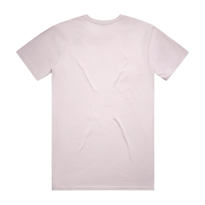 A plain beige t-shirt featuring a round neckline and short sleeves, displaying a simple design without front graphics.