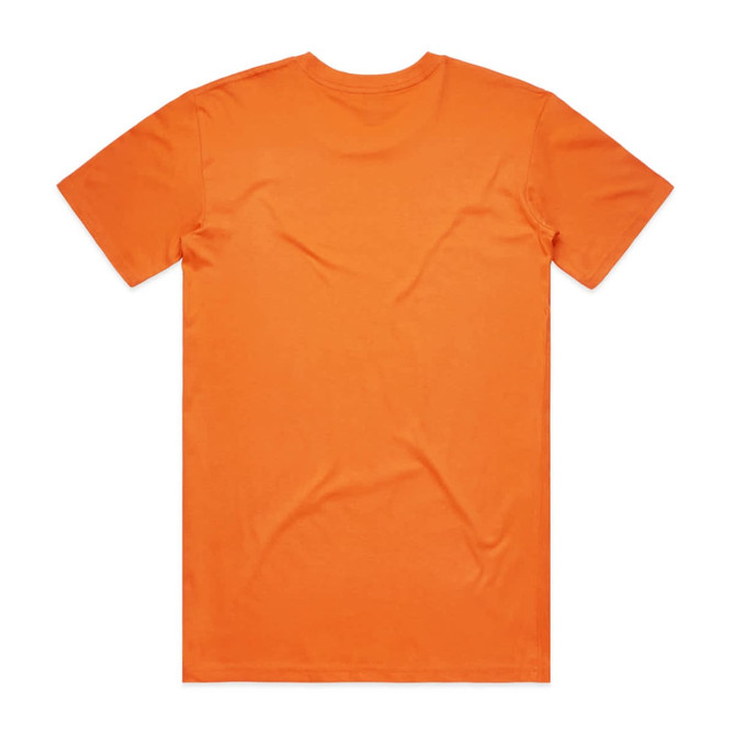 An orange t-shirt displayed from the back, featuring short sleeves and a plain design. The shirt has a logo.