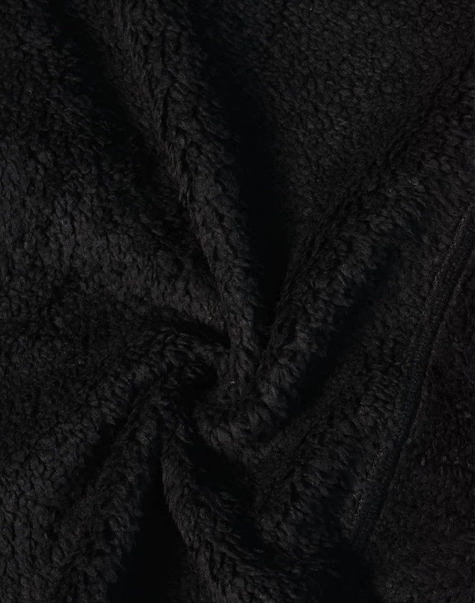 A soft, black fabric with a textured, quilted appearance, showcasing a warm and cosy design.