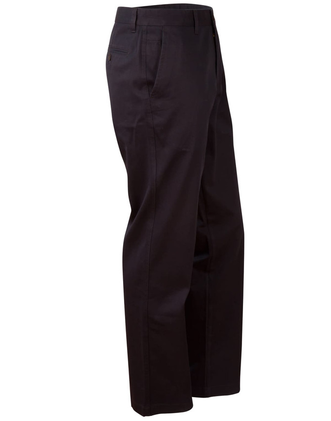 Men's chino pants in black, featuring a sleek design and straight leg cut, with a logo on the waistband.