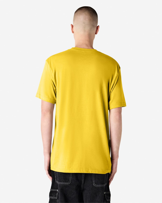 A yellow unisex short sleeve t-shirt with a plain back and no visible logos.