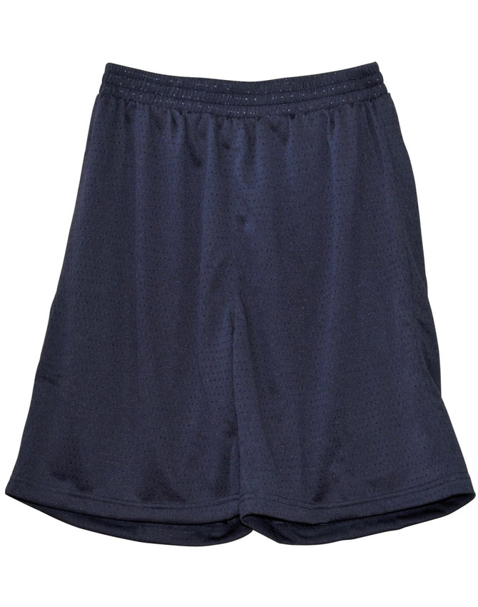 Adults' basketball shorts in navy blue with an elastic waistband and breathable fabric. Features a logo branding.