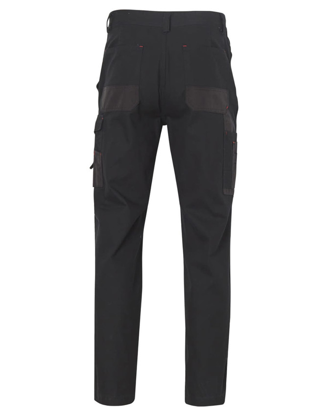 Heavy Duck Weave Dura-Wear work pants in black, featuring multiple pockets and a logo. Rear view depicted.