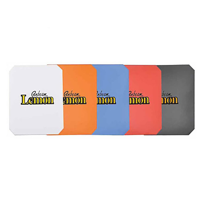 A set of colourful ice scrapers in white, orange, blue, black, and grey, featuring a logo on each.
