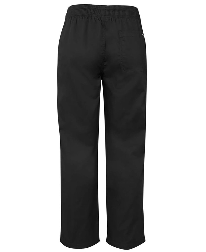 Black elasticated pants featuring a straight-leg design and a back pocket. Includes branding on the waistband.