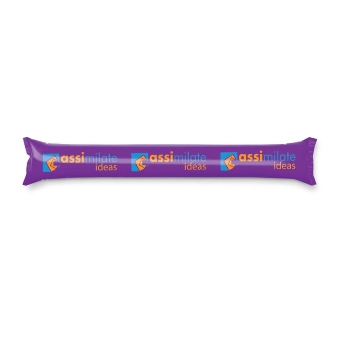 A purple Thunder Stix product with the branding "assimilate ideas" prominently displayed along its length.