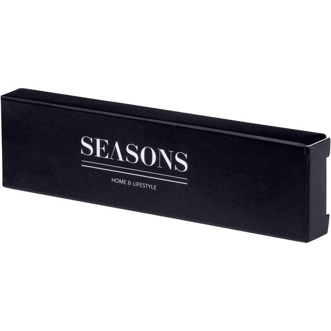 A black box packaging for the Seasons Nordkapp Waitress Knife, featuring a sleek design and logo.