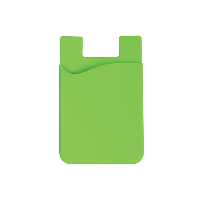 A green wavy silicone phone wallet with a cut-out design at the top. It features a smooth surface and a simple shape.