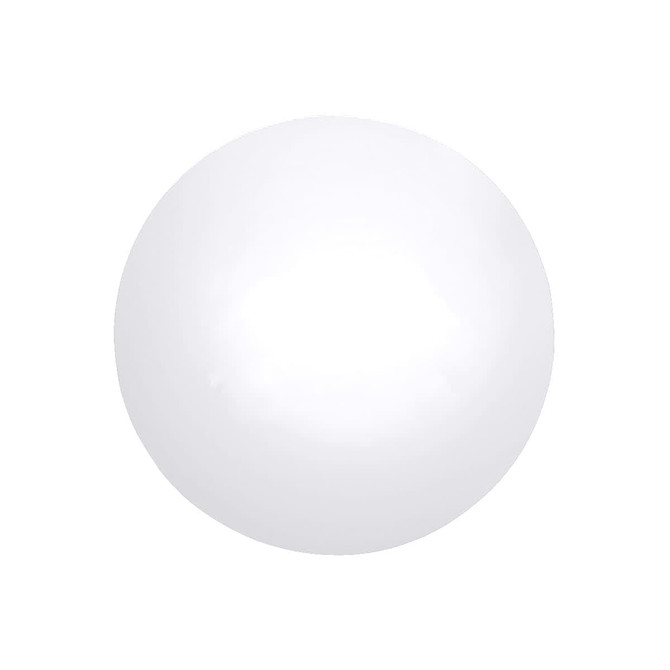 A round white stress ball, smooth and glossy in appearance, featured on a plain background.