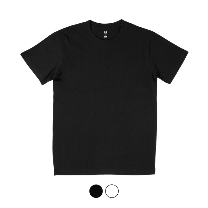 A black Classic Fit Tee displayed flat, featuring short sleeves and a crew neckline, with a logo at the collar.