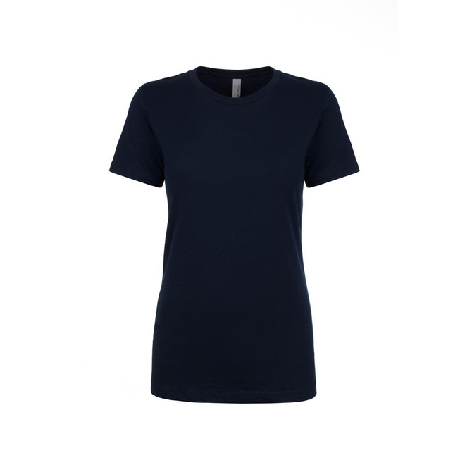 A women's navy boyfriend tee with short sleeves and a classic crew neck design. It features a subtle brand logo.