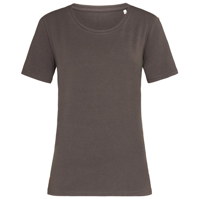 A women's crew neck t-shirt in olive green, featuring short sleeves and a casual fit. Includes a logo.
