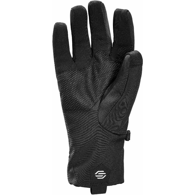 Matrix Softshell Gloves in black, featuring a textured design and an attached logo.