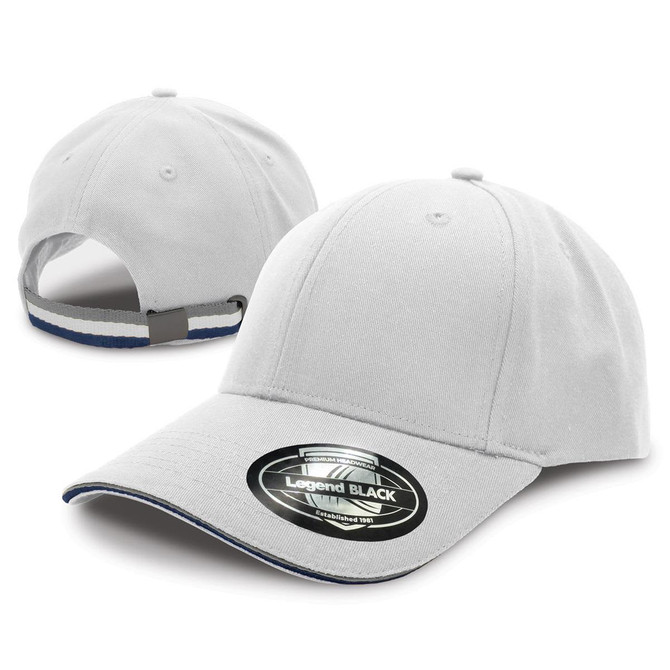 A grey cap with a curved brim and an adjustable strap at the back, featuring a logo on the front.