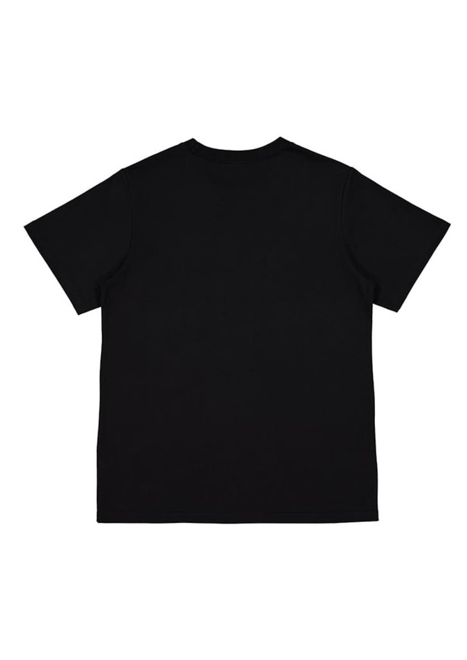 A black women's everyday short sleeve tee featuring a classic round neck and a plain back design.