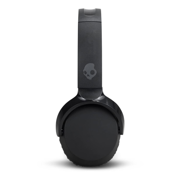 A pair of black Skullcandy Riff 2 wireless headphones with a logo on the headband.