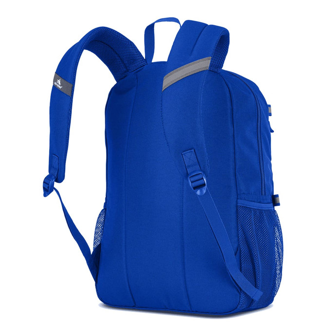 A blue High Sierra Everclass Backpack with adjustable straps and mesh side pockets. It features a logo on the front.
