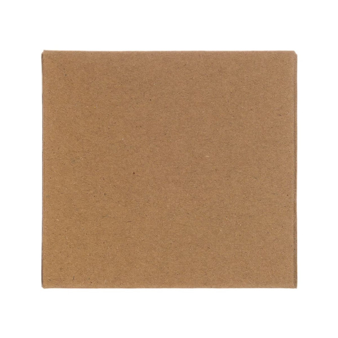 A brown cardboard box, square in shape, suitable for packaging products.