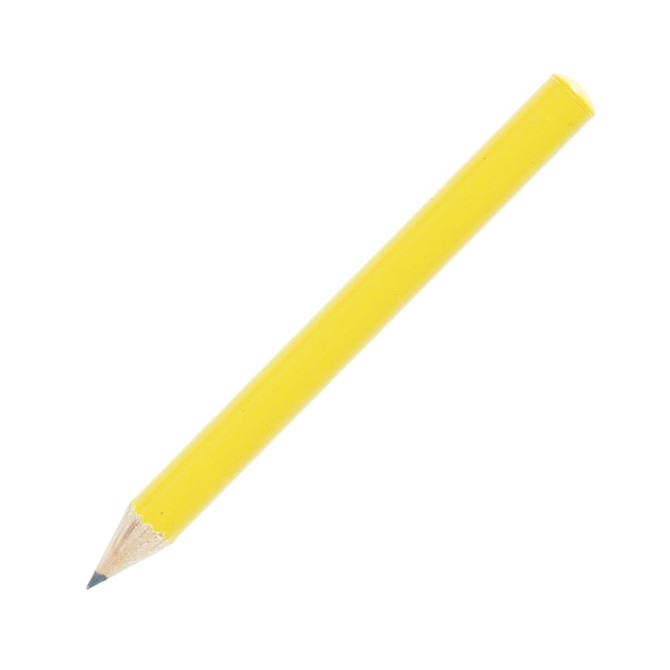 A yellow pencil with a sharpened tip, resting at an angle against a white background.