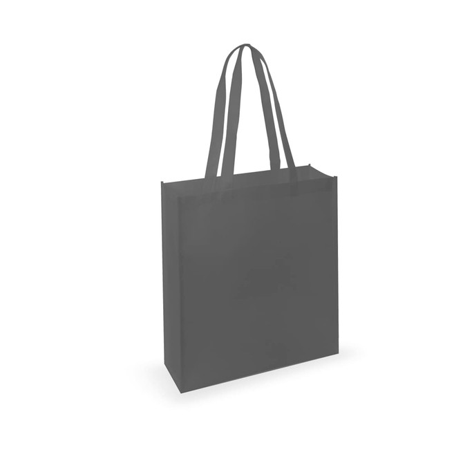 A grey tote bag with two handles and a minimalist design, suitable for shopping or everyday use.