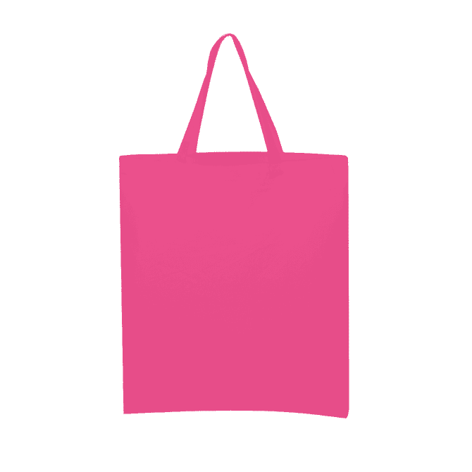 A pink calico tote bag with short handles, featuring a simple design and no additional text or graphics.