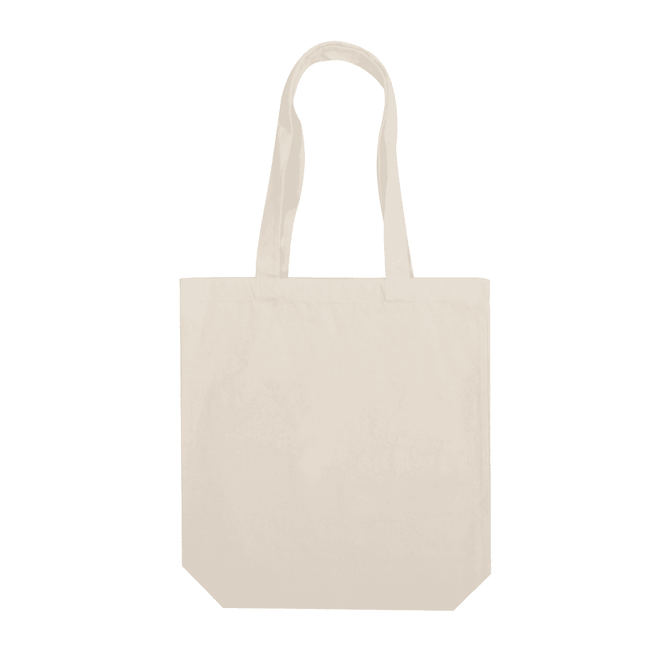 A natural canvas tote bag in a light beige colour, featuring two shoulder straps and a simple design.