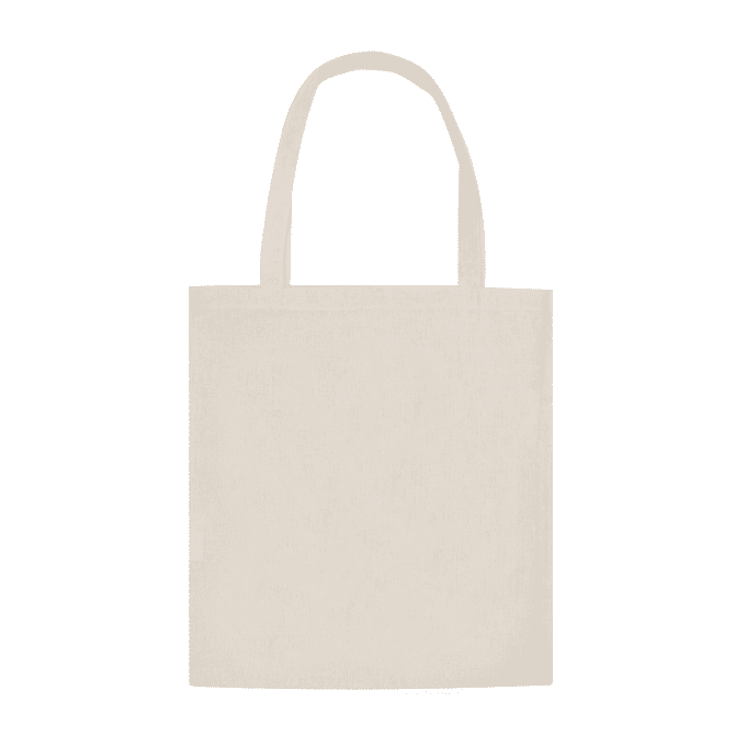 A beige hemp tote bag without a gusset, featuring two shoulder straps and a plain design.