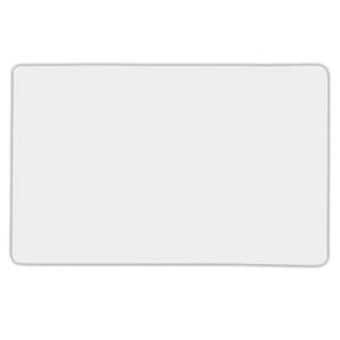 A rectangular magnet with rounded corners, featuring a plain white surface.