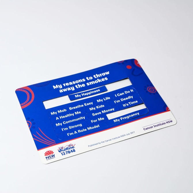 A promotional card featuring a blue design, with various reasons listed for motivation and a space for personal input.