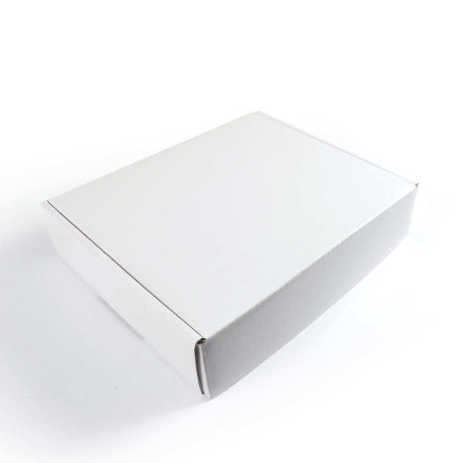 A white, rectangular box designed for packaging the Boost Wireless Power Bank / Charging Station.