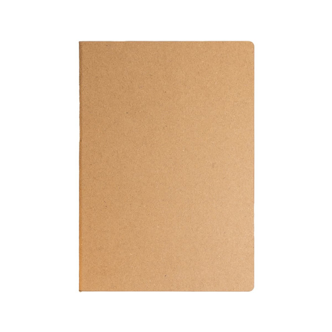 A plain brown notebook with a simple card cover, featuring an unbranded design.