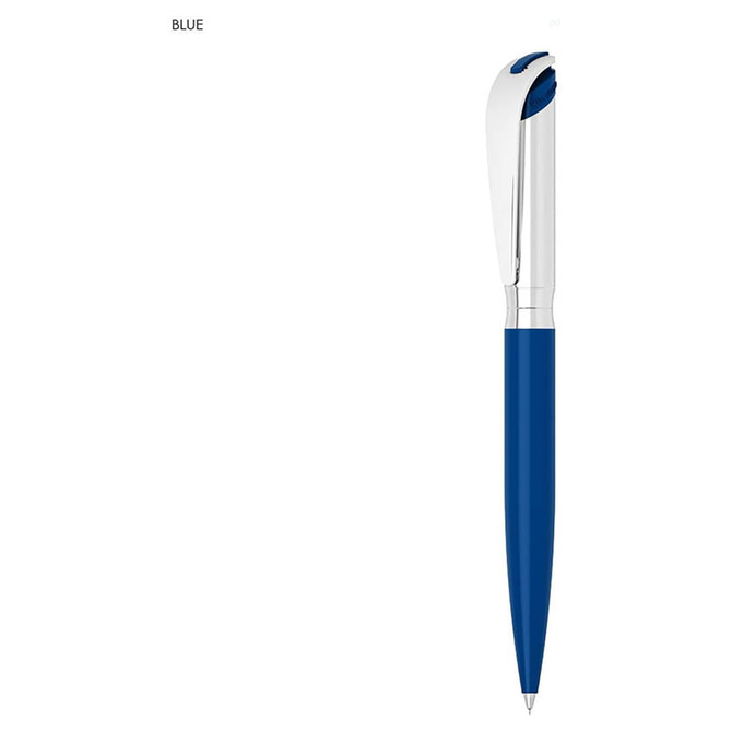 A blue I-ROQ pencil with a silver clip and tip, featuring a branding logo.