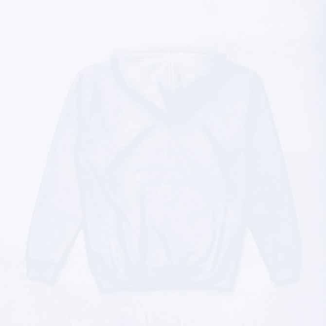 A light-coloured hoodie with a hood and front pocket, displaying a simple design and no visible logos.
