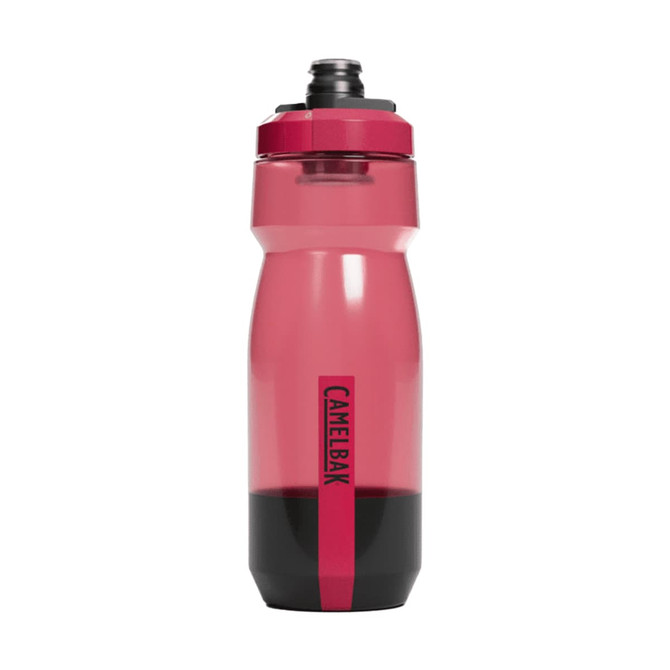 A drink bottle in pink and black with a twist cap and a logo. It has a capacity of 0.7 litres.