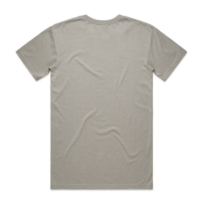 A plain khaki t-shirt with a casual fit and a simple design. The shirt has a branding logo on the back.