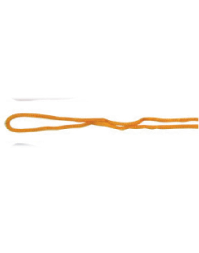 An orange chin strap breakaway clip with a looped design, featuring a simple, slender form.