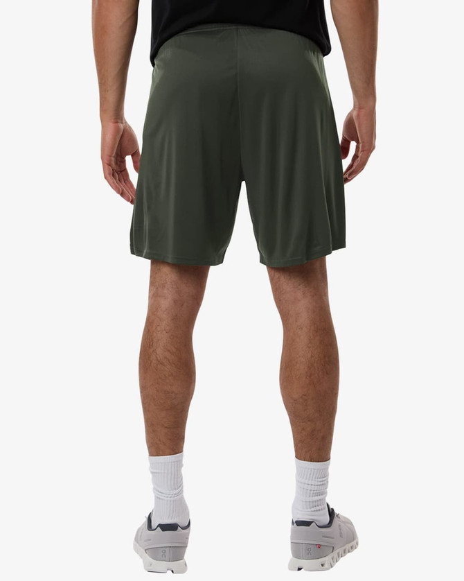 Men's Pro-Lock Performance Shorts in green, featuring a logo, with a back view showcasing the fit and design.
