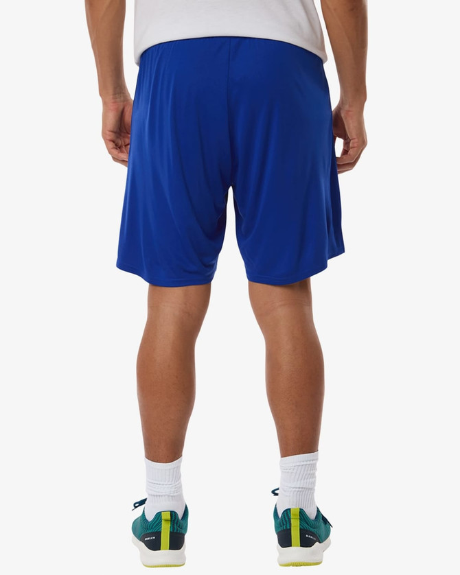 Men's performance shorts in vibrant blue, featuring a relaxed fit and sporty design, shown from the back.