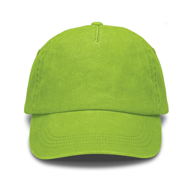 A green vintage washed cap with a curved brim and a logo on the front.